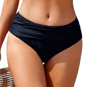 Shekini Black Bikini Bottoms Ruched Sides NWT M